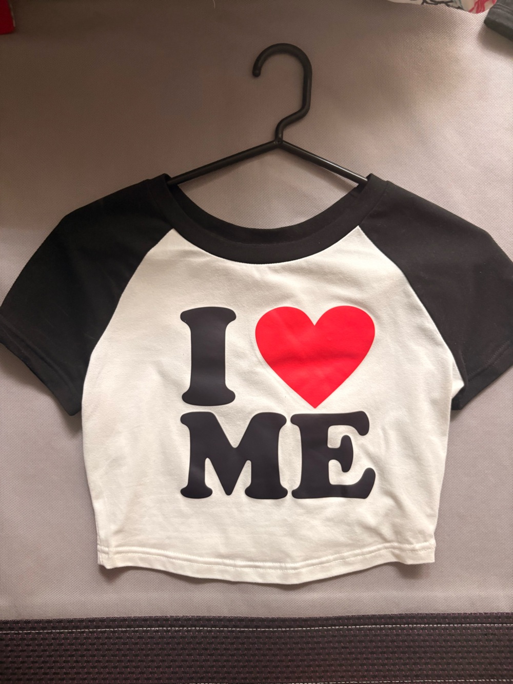 Shein Black & White 'I ❤️ ME' Graphic Crop top